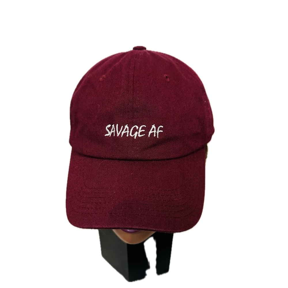 Savage AF Unisex Maroon Baseball adjustable cap 100% Cotton OSFM